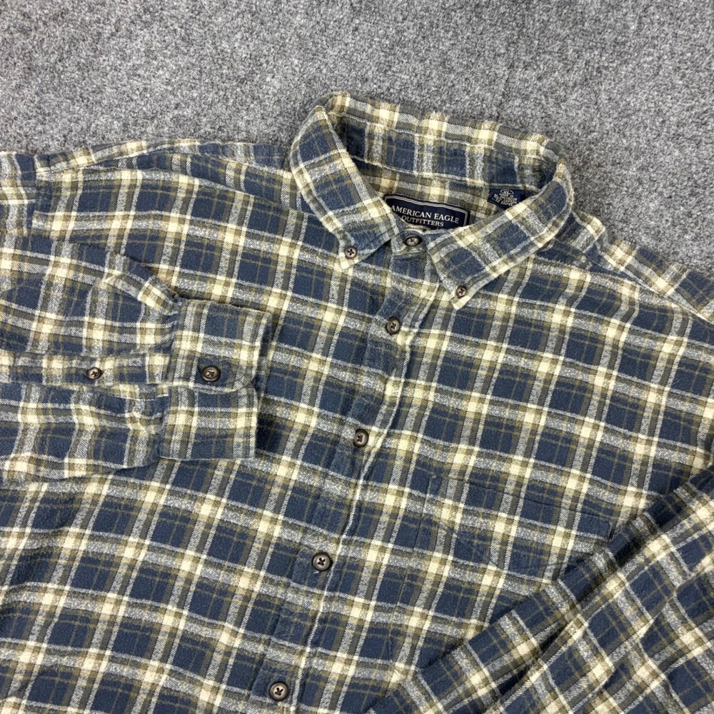 American Eagle Outfitters Mens Size XL Plaid Flannel Button Down Shirt Cotton